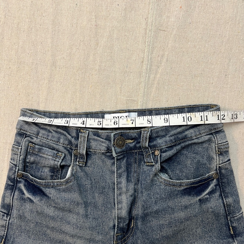Rise Supply Co Flare Jeans Womens Size 3 Green Vintage Wash Cotton Blend Stretch - Picture 5 of 15